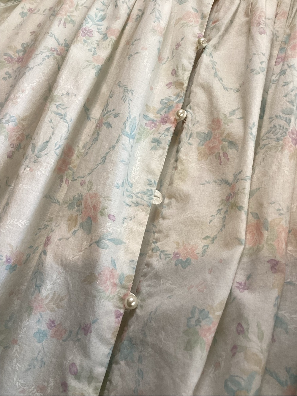 Vintage 2002 Eileen West Floral Lace Pearl Button Cotton Nightgown Large - Picture 12 of 16